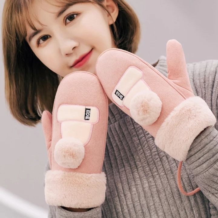 GT001 - Găng tay nữ lót lông siêu ấm hàng Quảng Châu loại 1