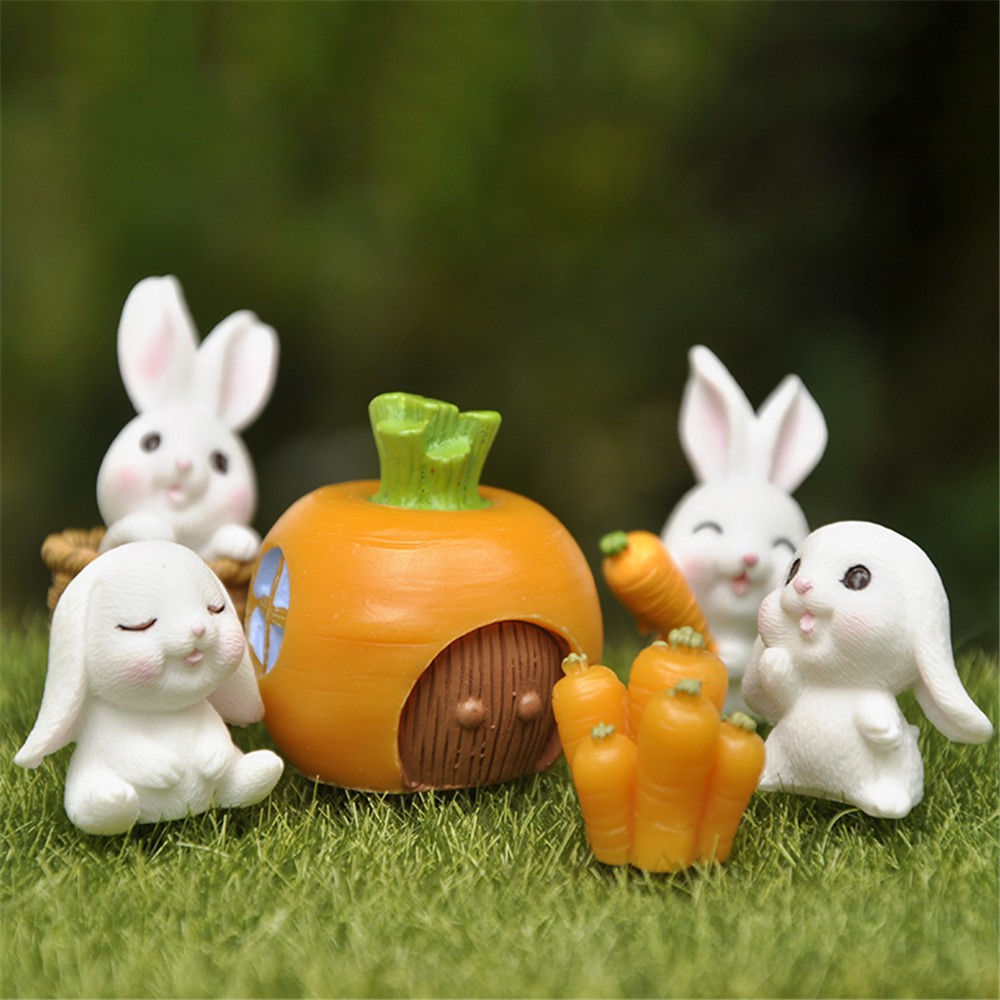 Mô Hình Thỏ Và Củ Cà Rốt Trang Trí Sân Vườn