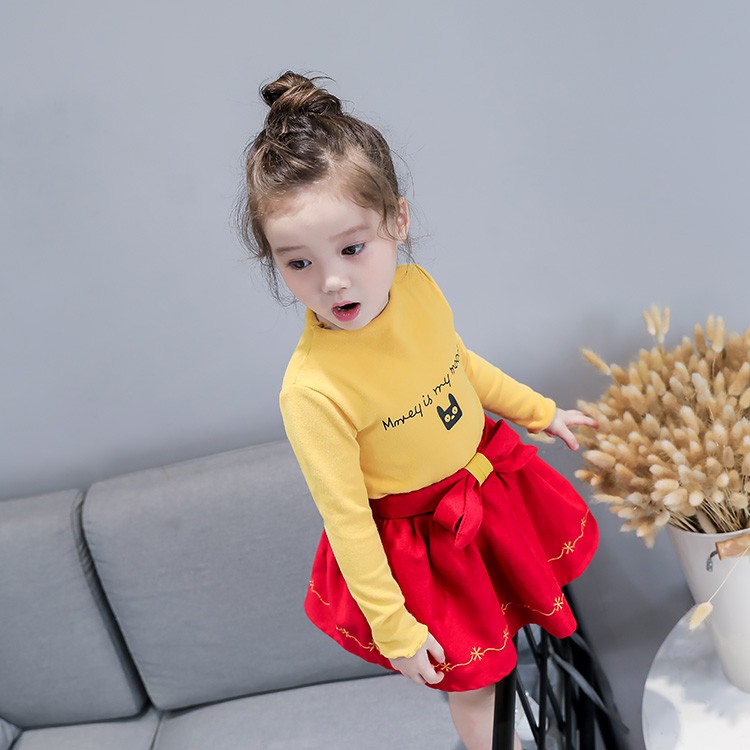 (7-18kg) Áo dài tay cổ cao cho bé gái chất cotton len TB78 QATE132