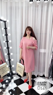 Bigsize Đầm suông lệch vai D145