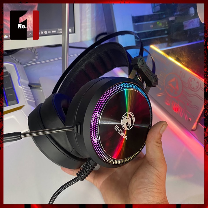 Tai Nghe Nhạc Headphone Gaming Chụp Tai Có Dây E-Dra EH412 Led RGB Tai Nghe Game Thủ Có Mic Máy Vi Tính Laptop Pc