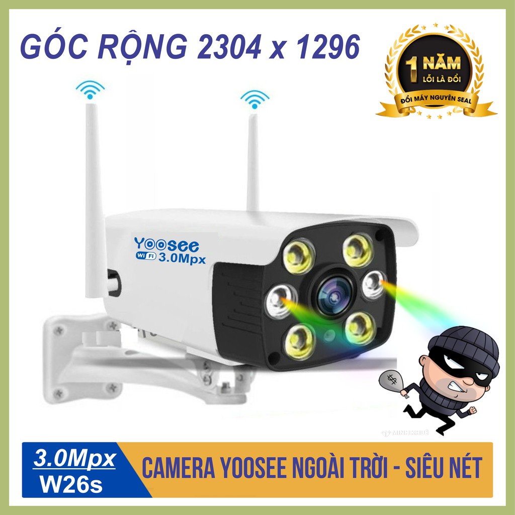 Camera IP YooSee lắp ngoài trời - Ultra HD Siêu nét 3.0Mpx