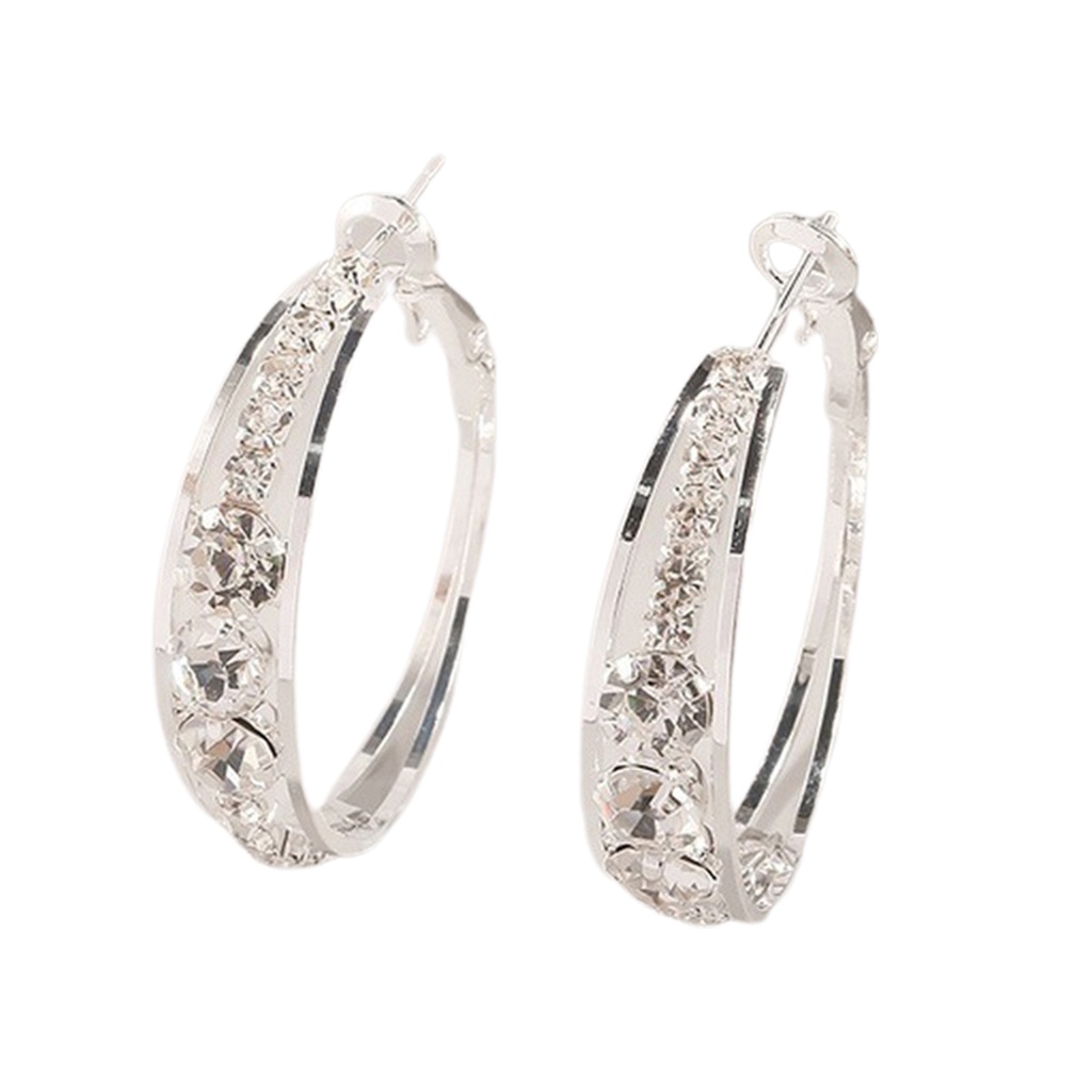 Khuyên tai hình tròn đính đá thiết kế sang trọng thời trang cho nữ