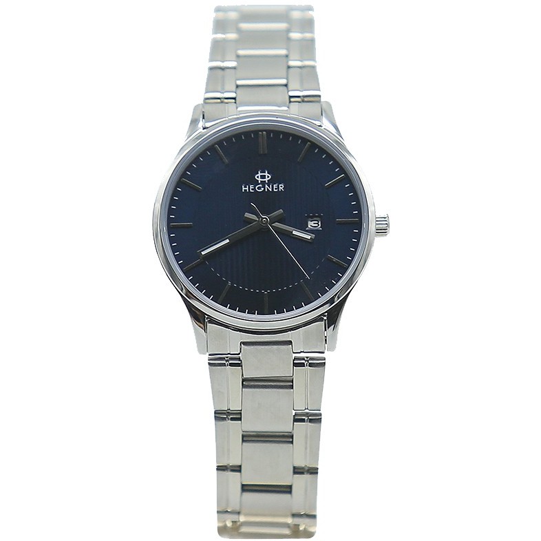 Đồng hồ nữ mặt kính Sapphire chống xước chính hãng Hegner HW-5050LWBK chống nước, có lịch ngày, mặt số chạm nổi