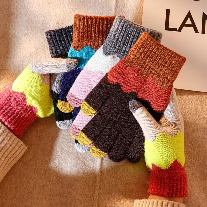 Găng tay chất liệu cotton pha màu cầu vồng thời trang dùng được cho màn hình cảm ứng