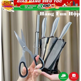 Bộ Dao Cán Đúc Nhật inox 6 Món Có Khay Đựng Dao