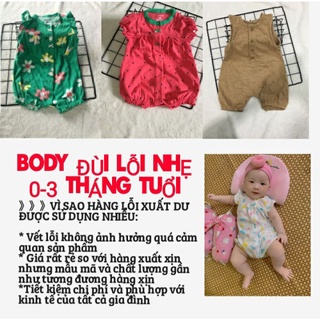 (CHỌN MẪU LỖI NHẸ 0-3 Tháng) Body đùi bộ liền thân xuất dư chất cho bé trai, gái 0 đến 5,7kg