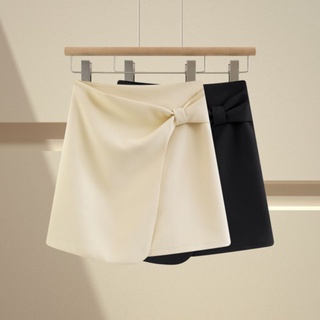 (Big size) chân váy chữ A đắp vạt chéo phối nơ C102 có quần trong