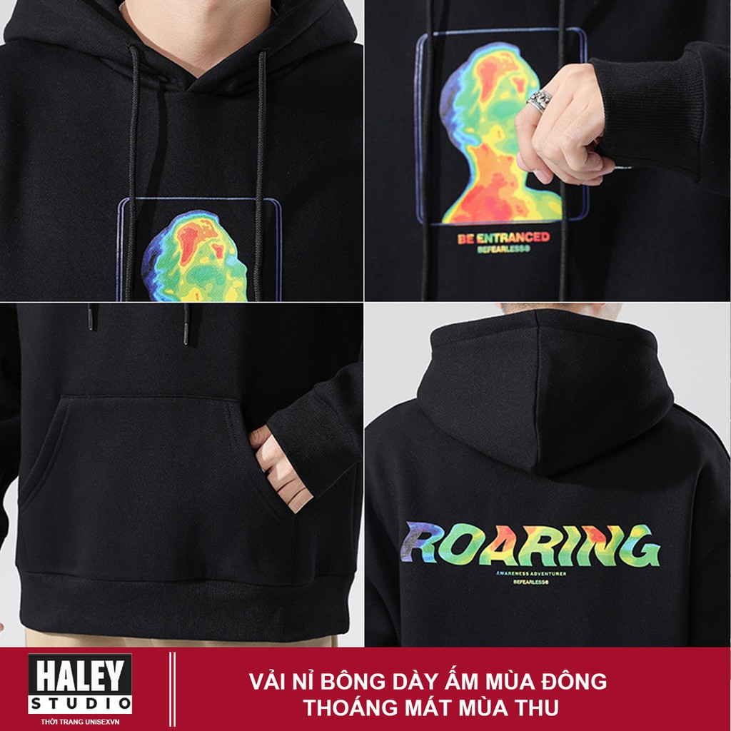 Áo Hoodie Roaring Unisex phong cách Hàn Quốc cá tính, Chất Nỉ Dày Dặn Ấm Áp mã HD92 - Quà tặng ngẫu nhiên