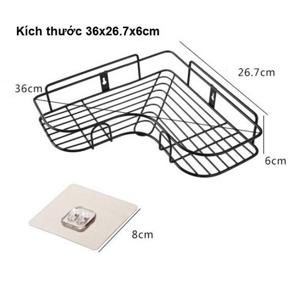 Kệ Góc Sắt Tĩnh Điện Dán Tường Để Đồ Nhà Tắm Cực Chắc Chắn (Hàng dày đẹp)