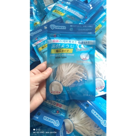 Tăm chỉ nha khoa Hakka Nhật Bản gói 80 cây vệ sinh kẽ răng