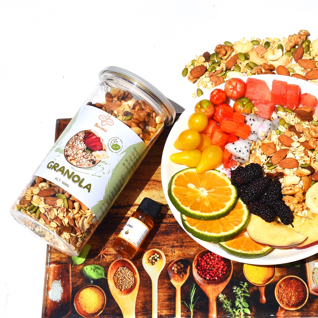 Granola yến mạch mix 7 loại hạt dinh dưỡng, ngũ cốc ăn kiêng giảm cân Beemo