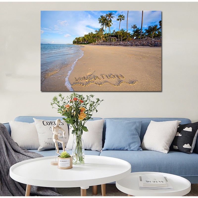 Sunset Sea View Tropical Miami Beach Seaside Landscape Coco Nut Tree Poster Prints Canvas Art Wall Art Painting Picture