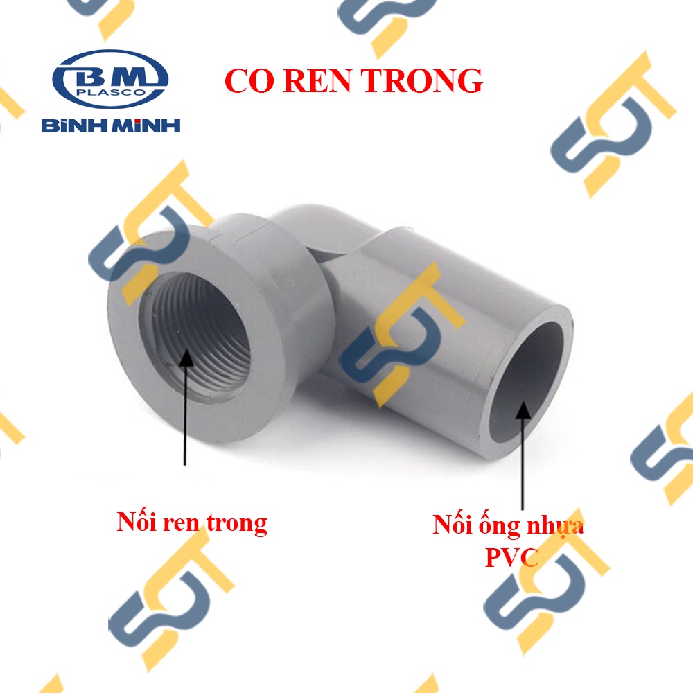 Co Nối Ren Trong Nhựa PVC Dùng Cho Ống Trơn Dán Size 21 27 34 - Thương Hiệu Ống Nhựa Bình Minh - Cút Cong