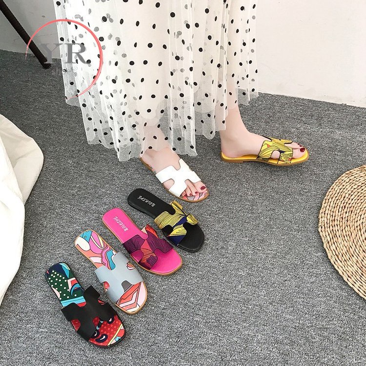 Dép Sandal Đế Bằng Hình Chữ H Thời Trang Cổ Điển Cho Nữ