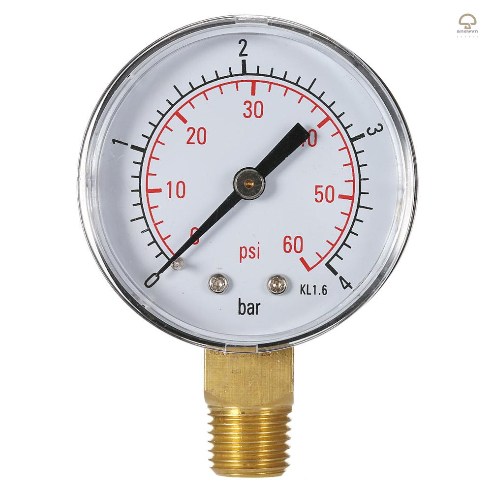 Đồng Hồ Đo Áp Suất Nước 50mm 0~60psi 0~4bar NP 1 / 4 "