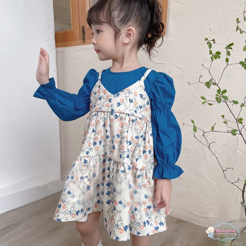 Đầm Tay Dài In Hoa Phong Cách Hàn Quốc Dành Cho Bé Gái