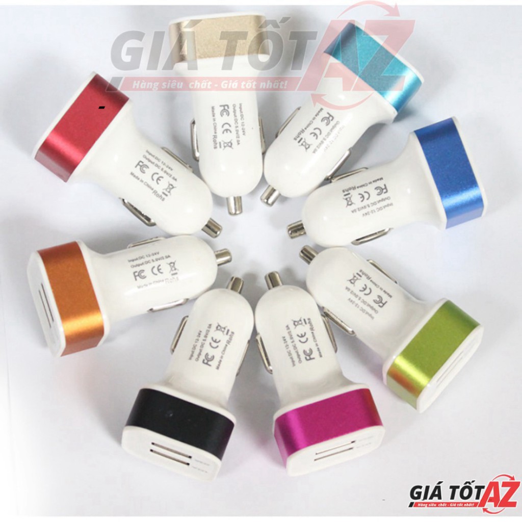 Sạc điện thoại 2 cổng, 3 cổng USB trên xe ô tô cắm chân tẩu tiện lợi - Giao hàng màu ngẫu nhiên