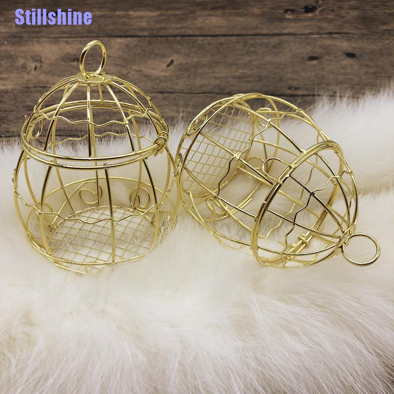 Hộp Đựng Kẹo mini Hình Lồng Chim Bằng Kim Loại Màu Vàng Phong Cách retro