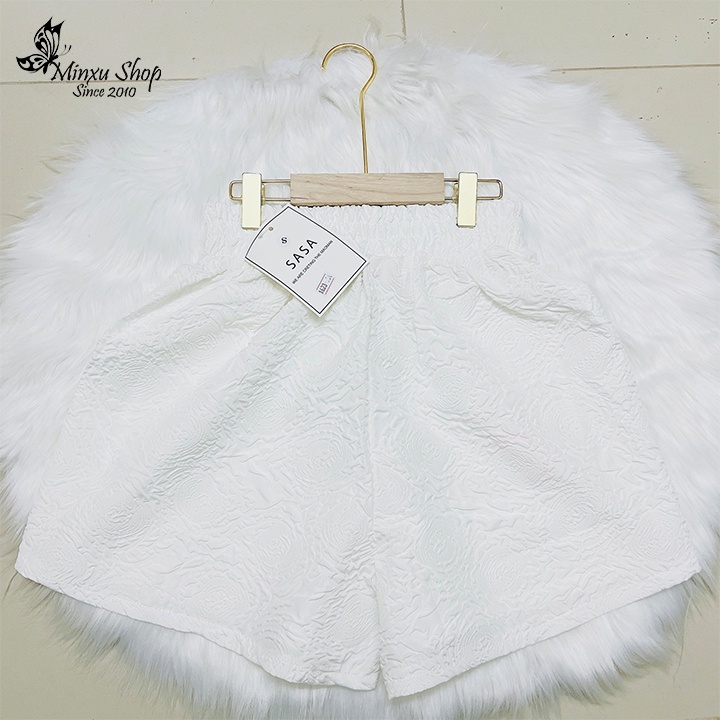 Quần đùi nữ cạp chun có 2 TÚI sâu to, quần short nữ lưng cao ống rộng vải xốp phồng 3D cao cấp Minxu Shop QX30