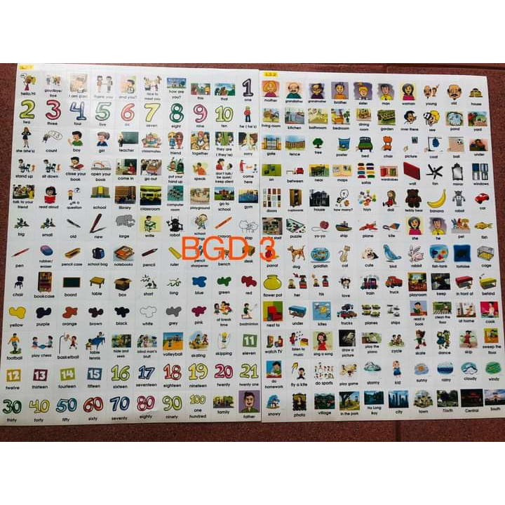 Sticker từ vựng tiếng anh đủ các khối lớp tiểu học