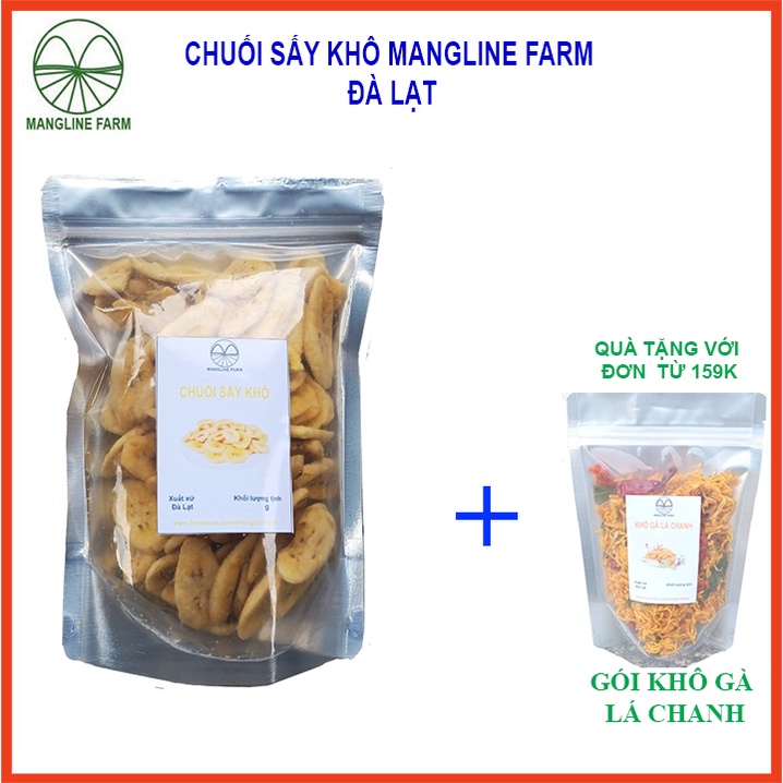 Chuối sấy khô không đường Mangline Farm Đà Lạt 250g thơm ngon giòn tan đặc sản Đà Lạt