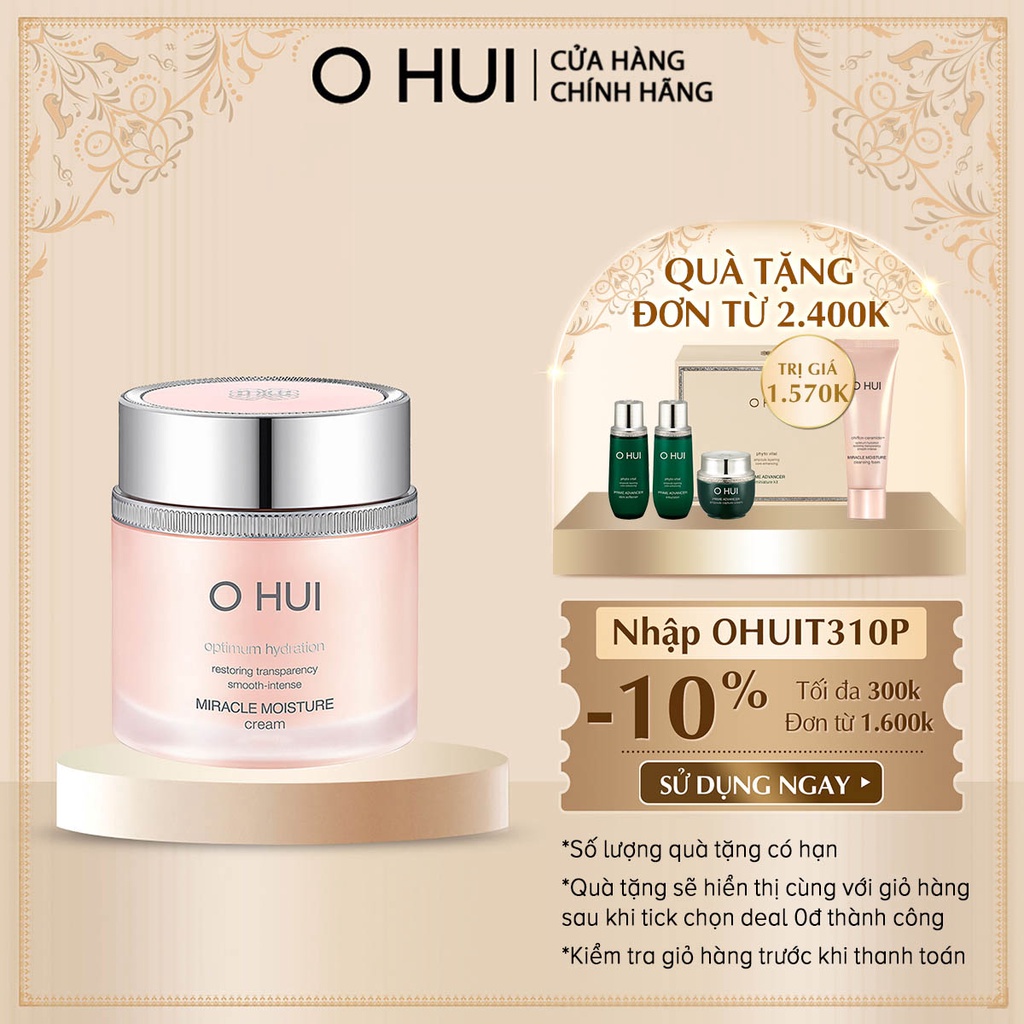 [Mã COSLUX03 giảm 120K] Kem dưỡng ẩm mịn mượt căng sáng da OHUI Miracle Moisture Cream 60ml