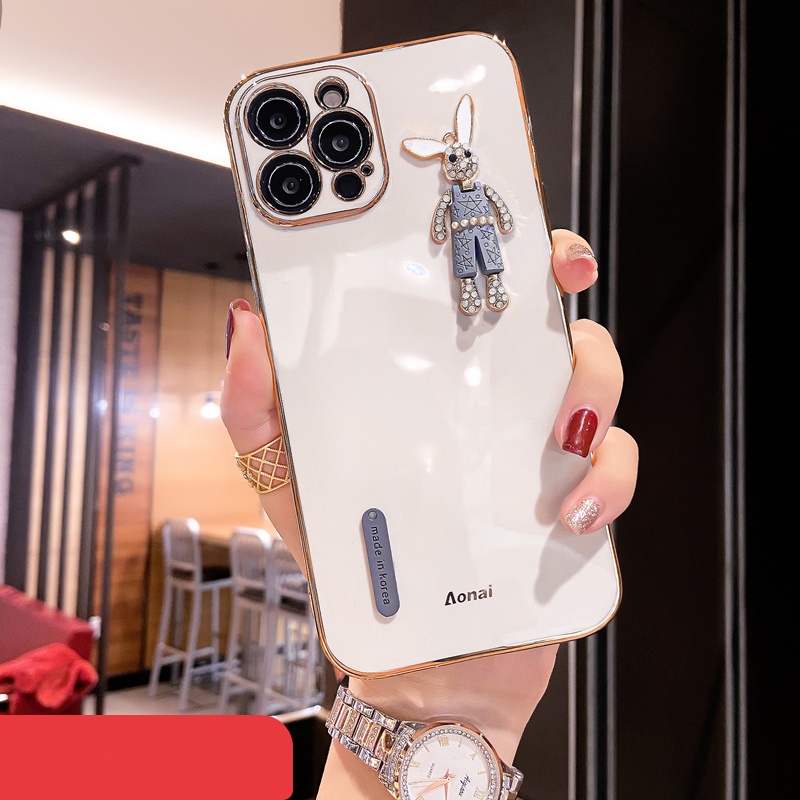 Tide Brand 6D Rubik's Cube Electroplating Water Brick Little White Rabbit Phone Case IPhone 13 13Pro 13Promax 12 12Pro 12Pro 11 11Pro 11Promax XSmax X XS XR 8 7Plus