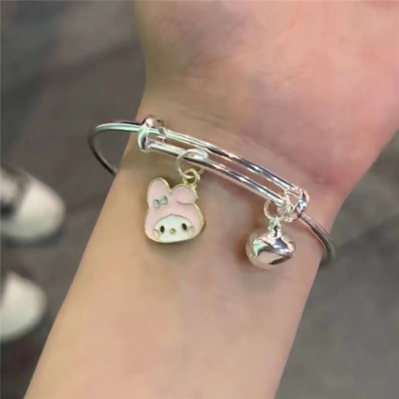 SANRIO Vòng Đeo Tay Gắn Chuông Kiểu Hoạt Hình Cún Cinnamon Melody Kuromi Dễ Thương Dùng Làm Quà Tặng