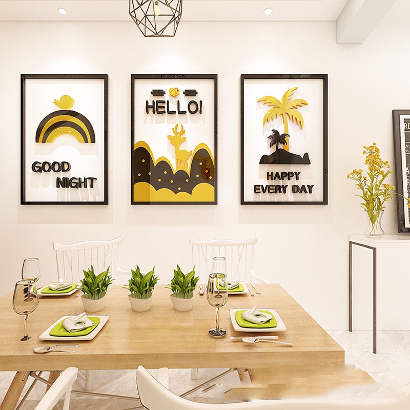 Tranh Mica trang trí Bộ ba tranh phong cảnh Trang trí Phòng khách, phòng ngủ, cửa hàng Nhiều Size - EPeBen