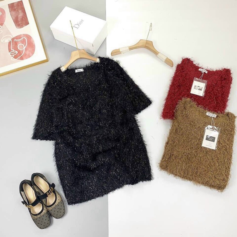 Váy Lông Nữ Cổ Tròn TEMA - Váy Nữ Tay Dài Lông Tua Rua Kèm Belt | BigBuy360 - bigbuy360.vn