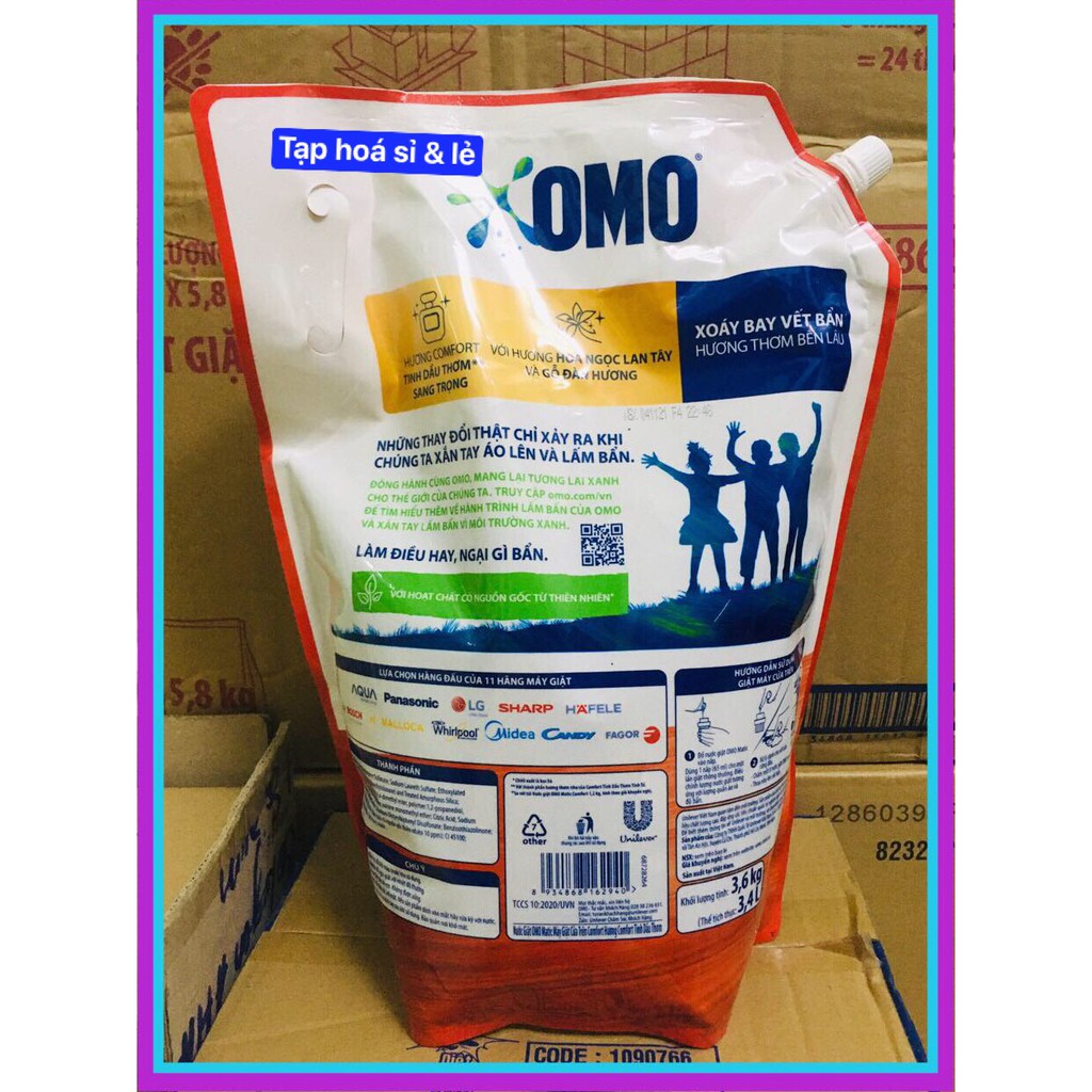 Nước Giặt omo matic comfort Tinh Dầu Thơm Cho Máy Giặt Cửa Trên 3,6kg