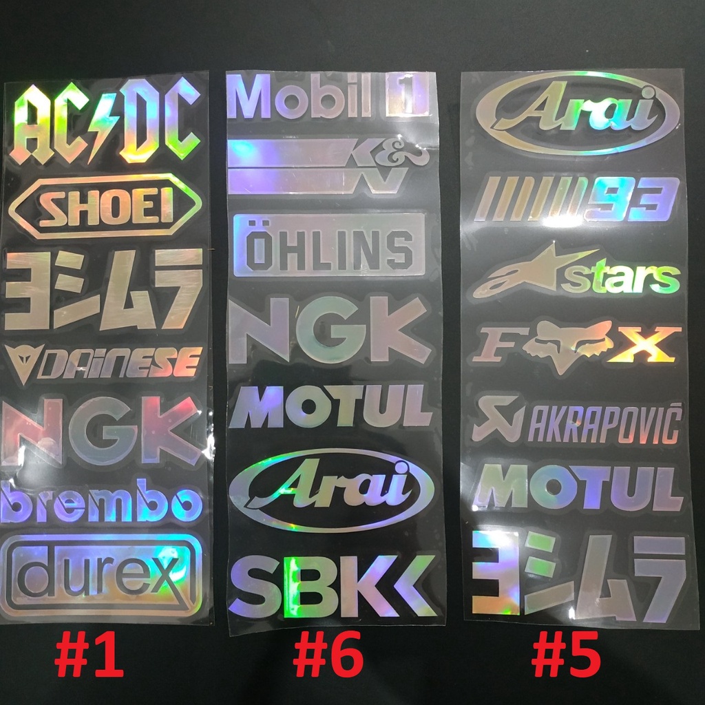 Tem Decal vỉ 7 Sticker dán xe phản quang Laser cá tính