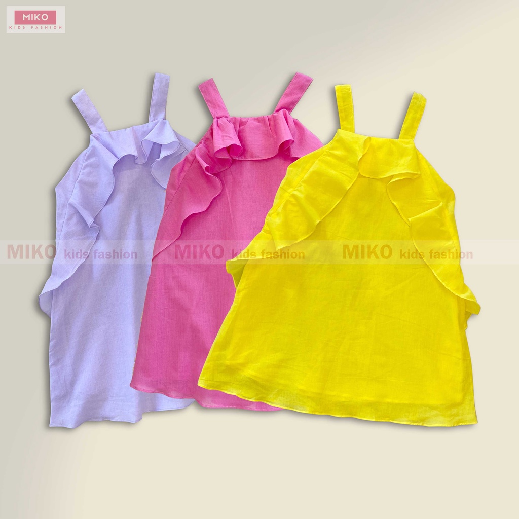 Váy 2 dây bé gái MIKO vàng hồng tím vải thô boi mẫu CATHY