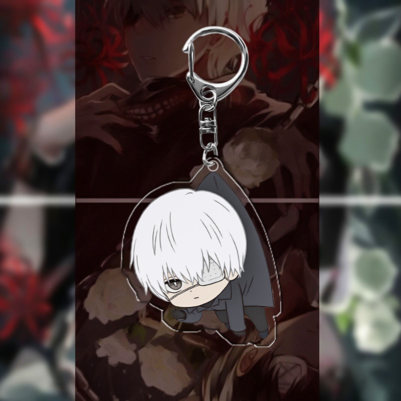 Móc khóa mặt hình nhân vật Ken Kaneki trong anime Tokyo Ghoul đáng yêu