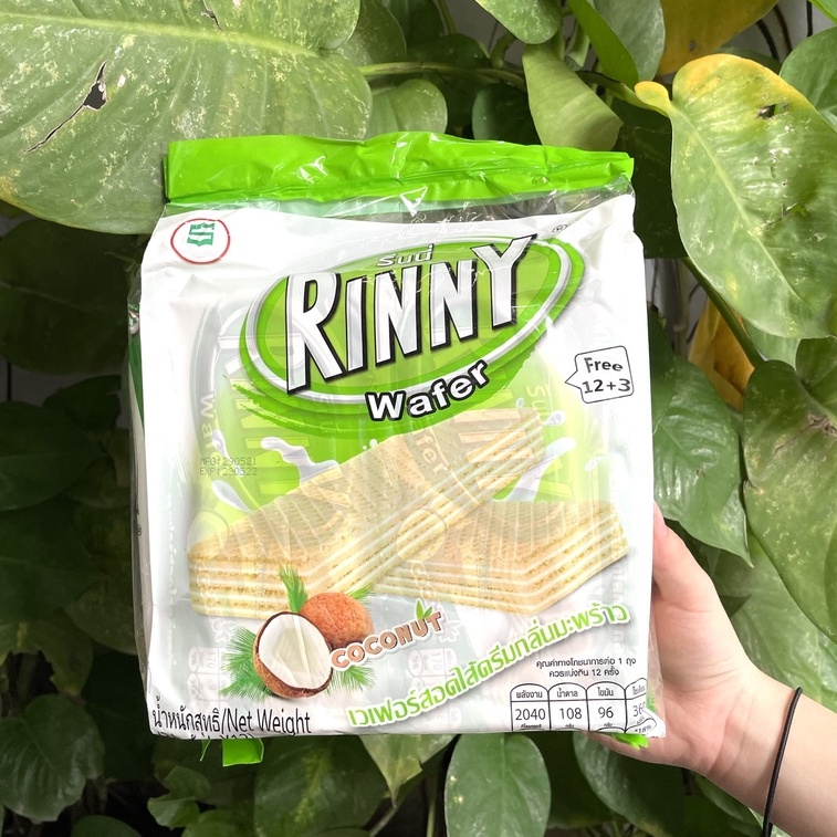 Bánh Xốp Thái Lan Rinny Dừa Coconut Wafer (Túi 12 gói x 34g)