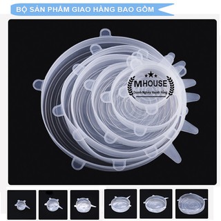 Combo 6 Nắp Đậy Silicon Co Giãn Bảo Quản Thức Ăn