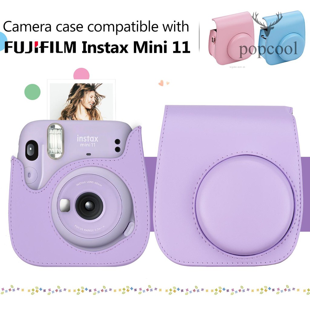 Túi đựng máy ảnh cầm tay có dây đeo bằng da PU cho Fujifilm Fuji Instax Mini 11