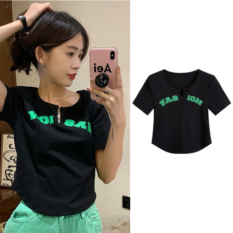 Áo Thun Ngắn Tay Họa Tiết Kẻ Sọc Thời Trang Mùa Hè 2022 Cho Nữ