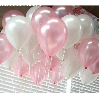 Bong bóng nhũ trắng và hồng - bịch 30 cái