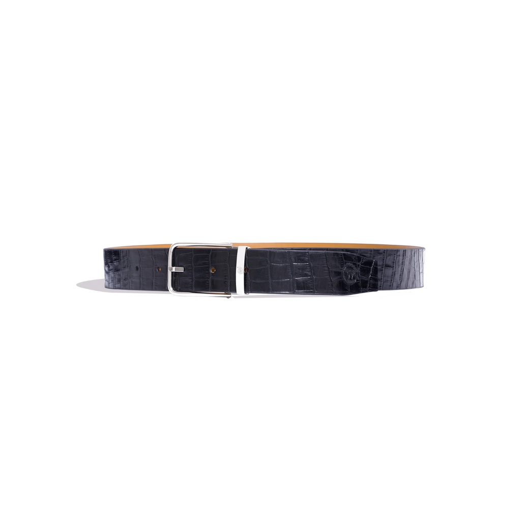 Thắt Lưng Nam Da Bò Cao Cấp Màu Đen, Màu Nâu STAMP CROC, bản 3.7cm WT Leather