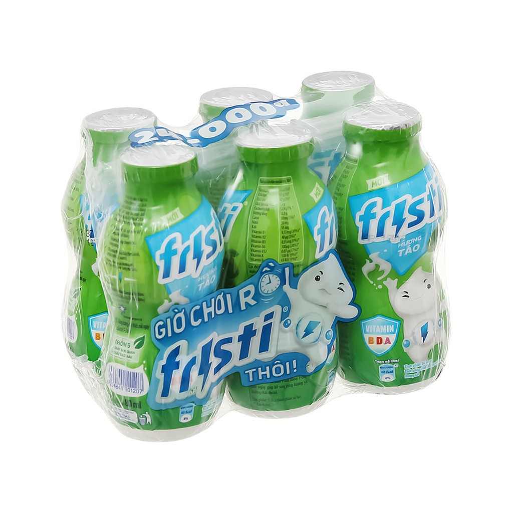 Sữa Fristi Cam / Nho / Táo / Dâu / Đào Vỉ 6 Lọ x 80ml