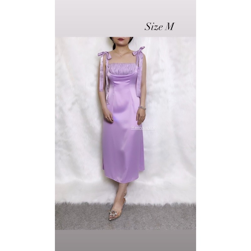 Đầm lụa 2 dây thiết kế cao cấp (2 dây cột nơ, hoặc cột yếm cổ)