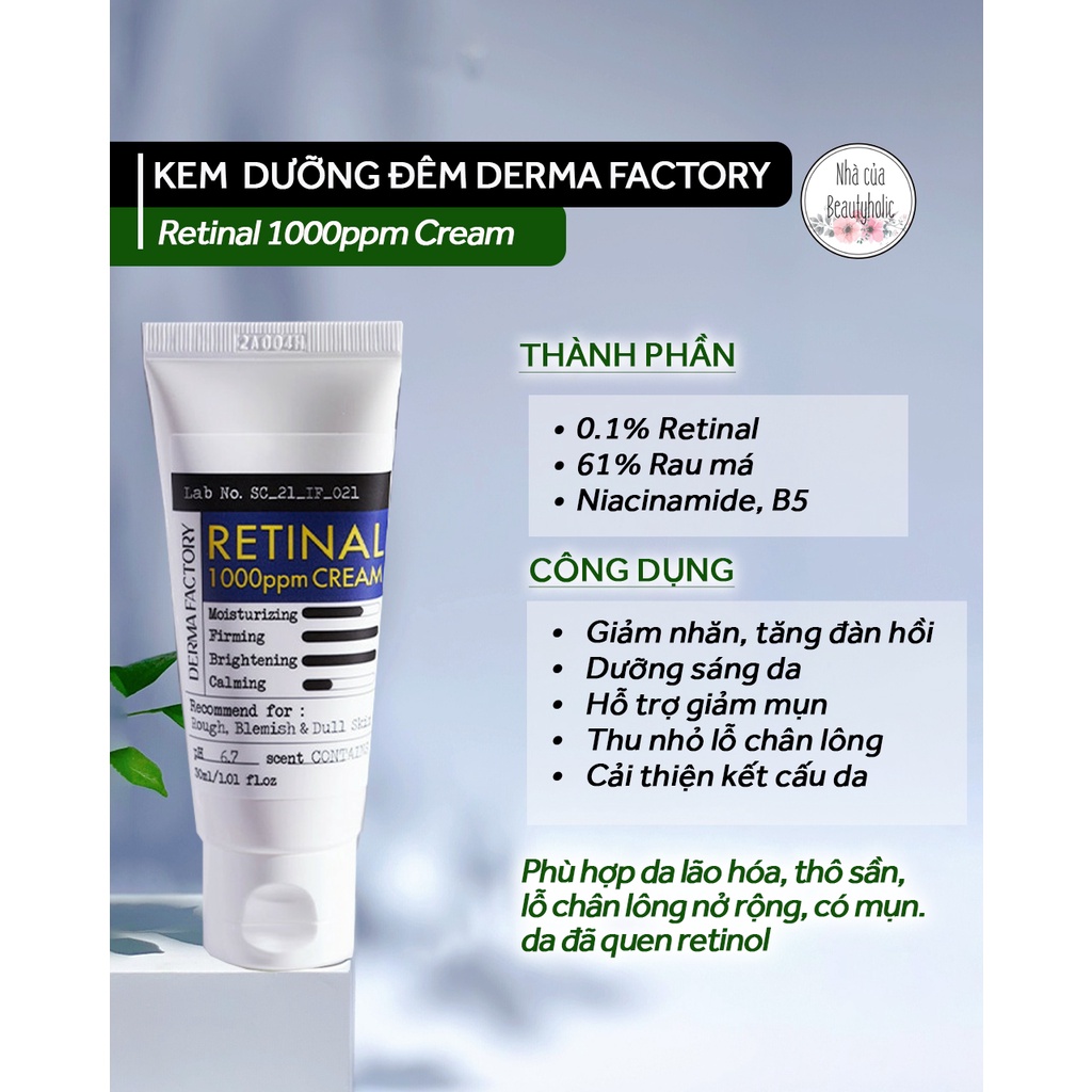 Kem dưỡng đêm chống lão hóa DERMA FACTORY RETINAL 1000PPM CREAM 30ml