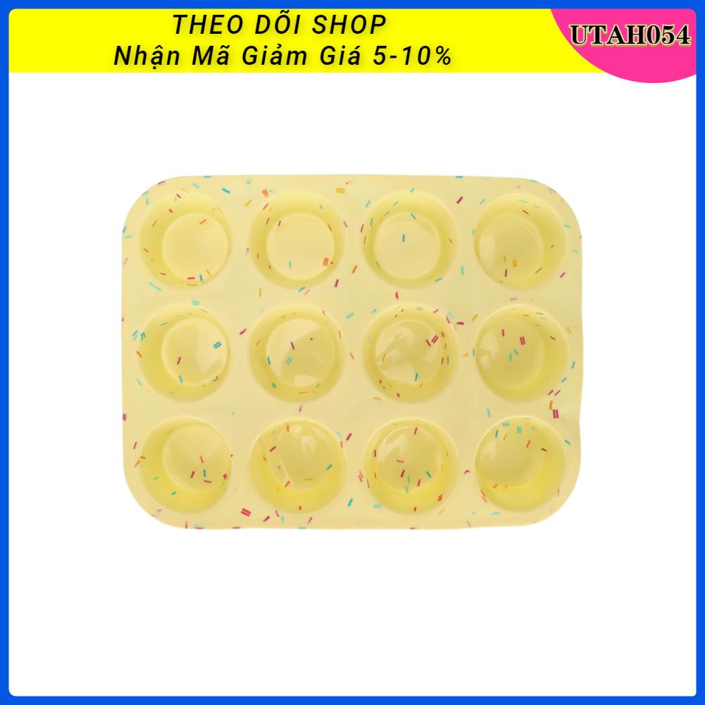Utah054 Silicone Baking Mold 12 Compartments Multipurpose Round Easter Egg for Restaurant Kitchen