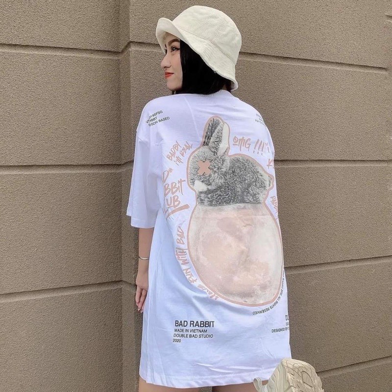 [Mã SKAMSALE06 giảm 10% tối đa 100K đơn 150K] Áo thun unisex from rộng cổ tròn tay lỡ freesize 38-70kg Thỏ rabit | BigBuy360 - bigbuy360.vn