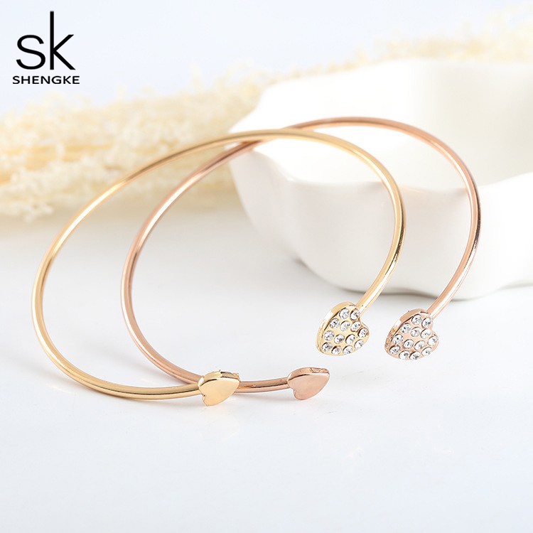 Vòng Tay SHENGKE Trang Trí Hình Trái Tim Đính Kim Cương Gỉa Thời Trang Đáng Yêu