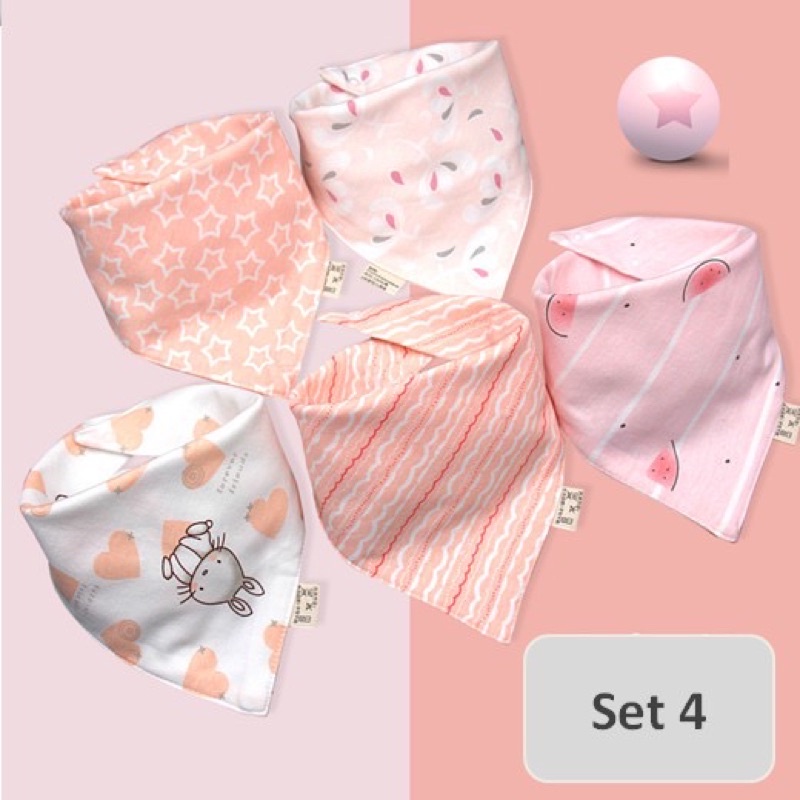 BooBoo Baby - Set 5 khăn yếm tam giác cotton giữ ấm cổ nhiều mẫu xinh yêu cho bé
