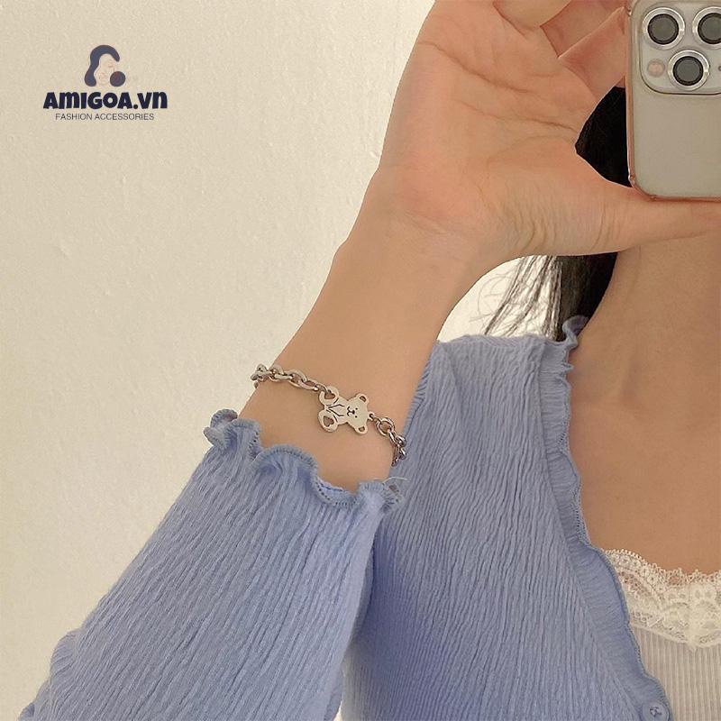 ✨✨Vòng Tay Mạ Bạc Mặt Hình Gấu Nhỏ Thời Trang Hàn Quốc Dành Cho Nữ