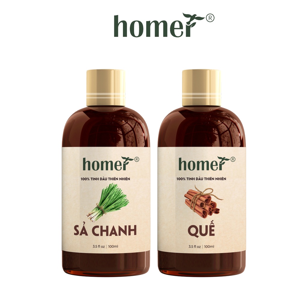 Combo 2 tinh dầu Sả Chanh + Quế Homer 20ml/chai